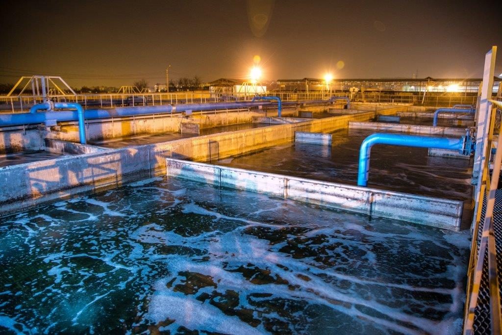 water and wastewater treatment at night